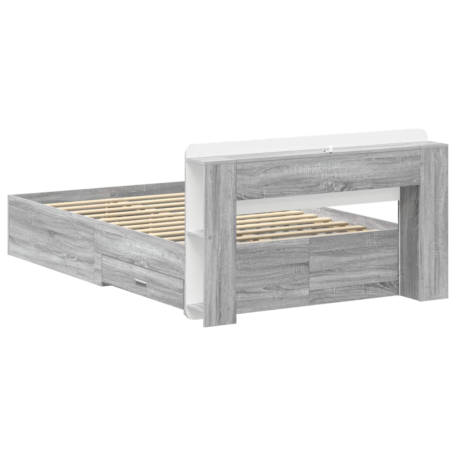Cadre de lit avec rangement Sonoma gris 120 x 190 cm