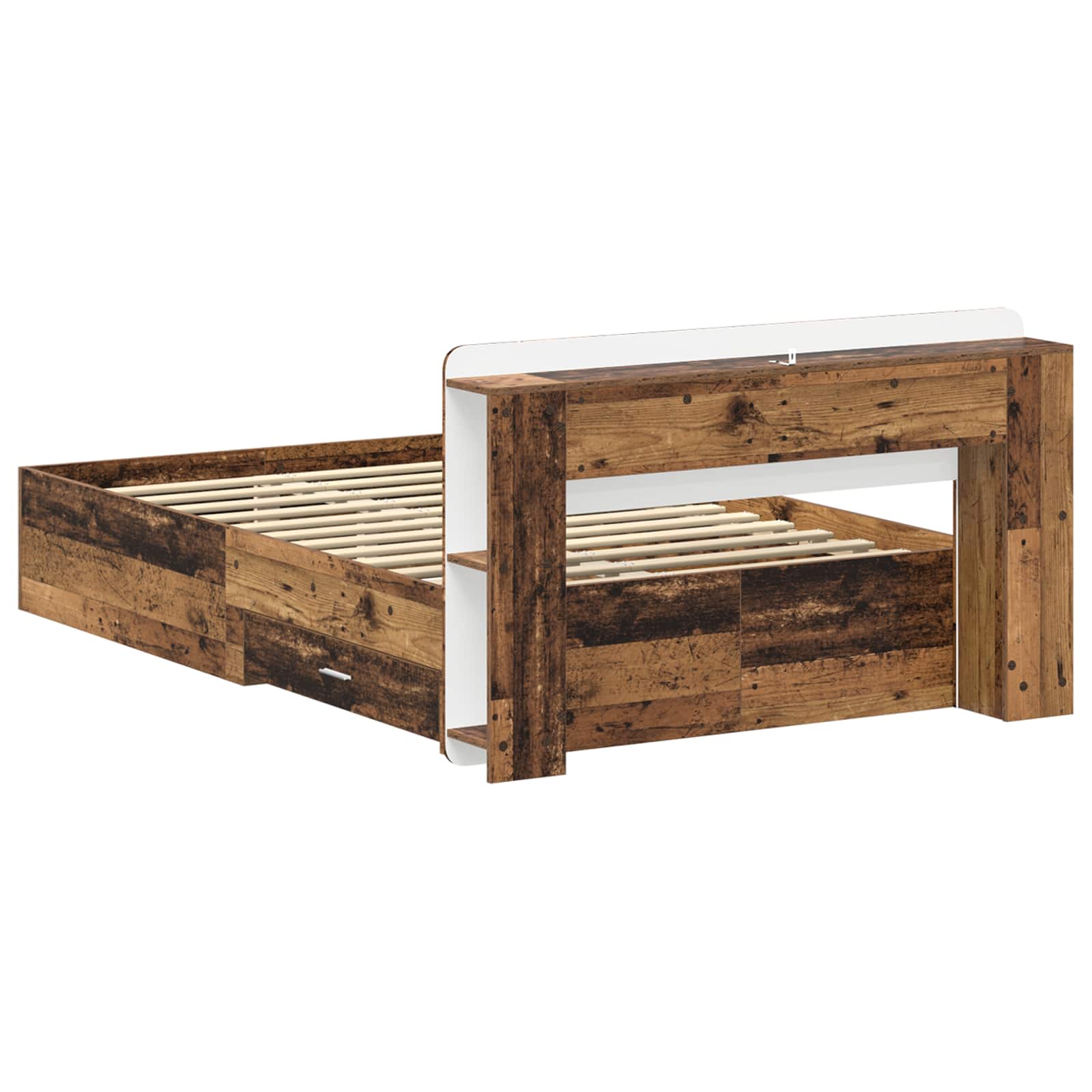 Cadre de lit avec rangement Bois ancien 120 x 190 cm