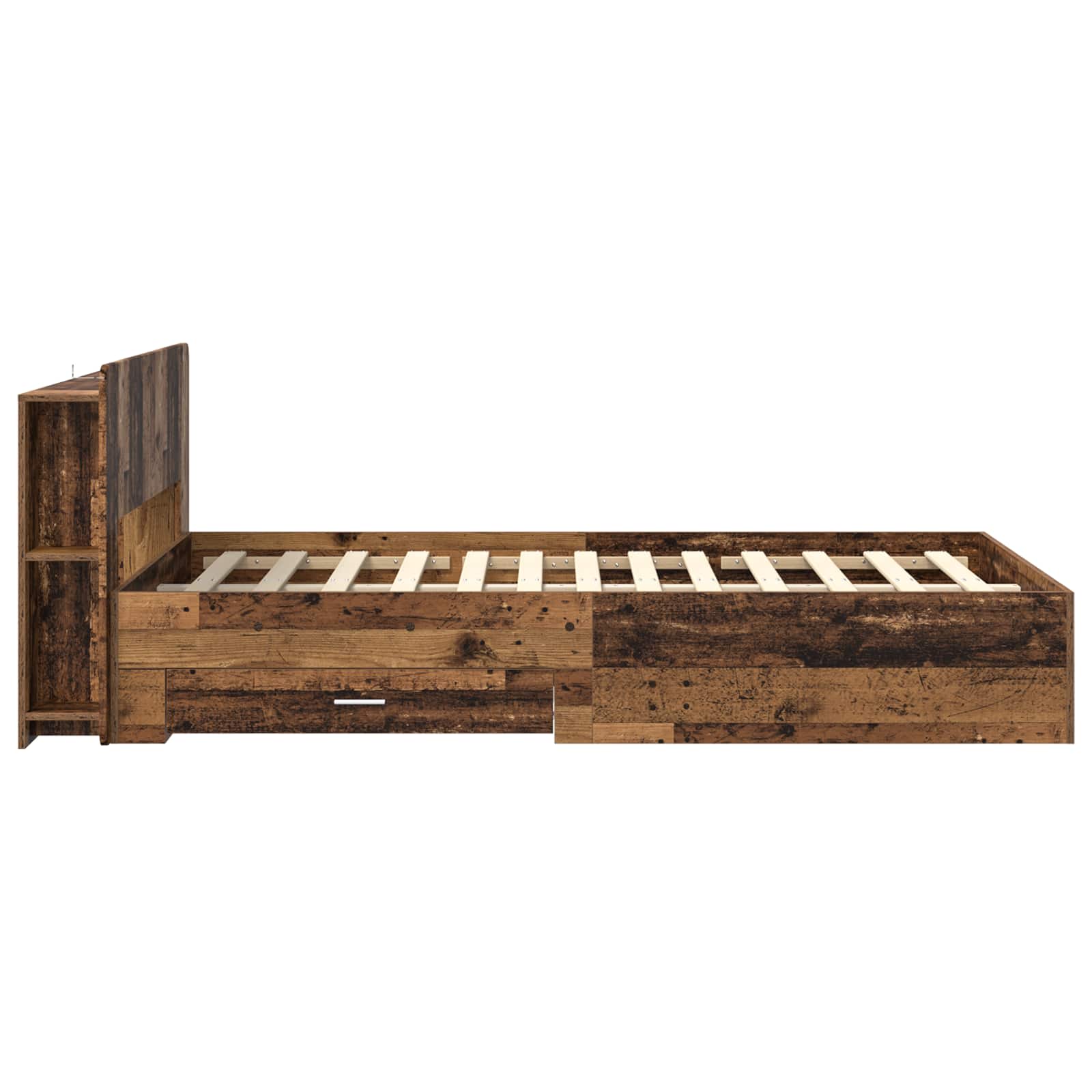 Cadre de lit avec rangement Bois ancien 120 x 190 cm