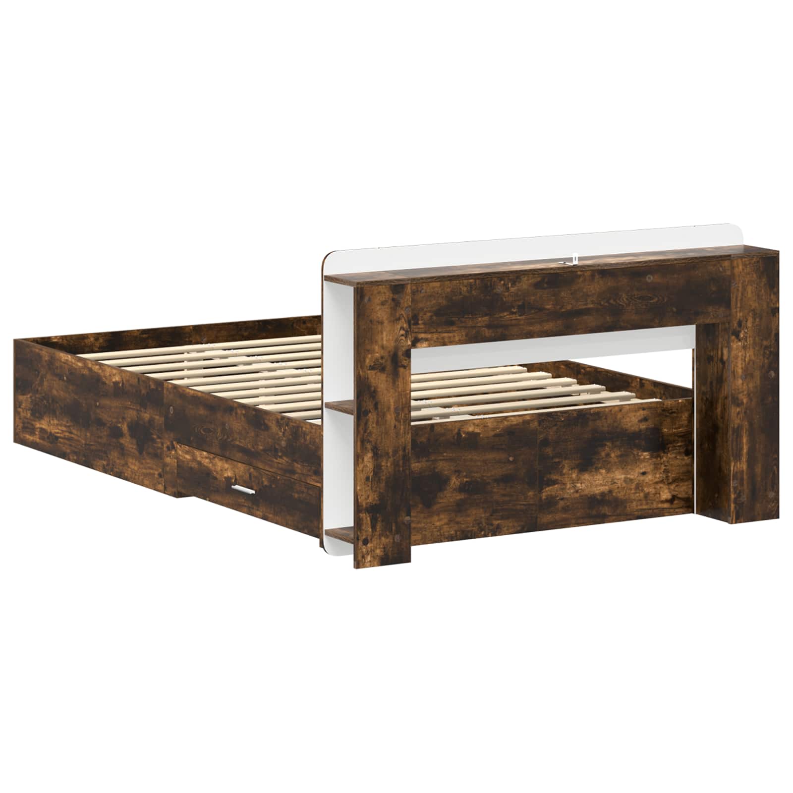 Cadre de lit avec rangement Chêne fumé 120 x 190 cm