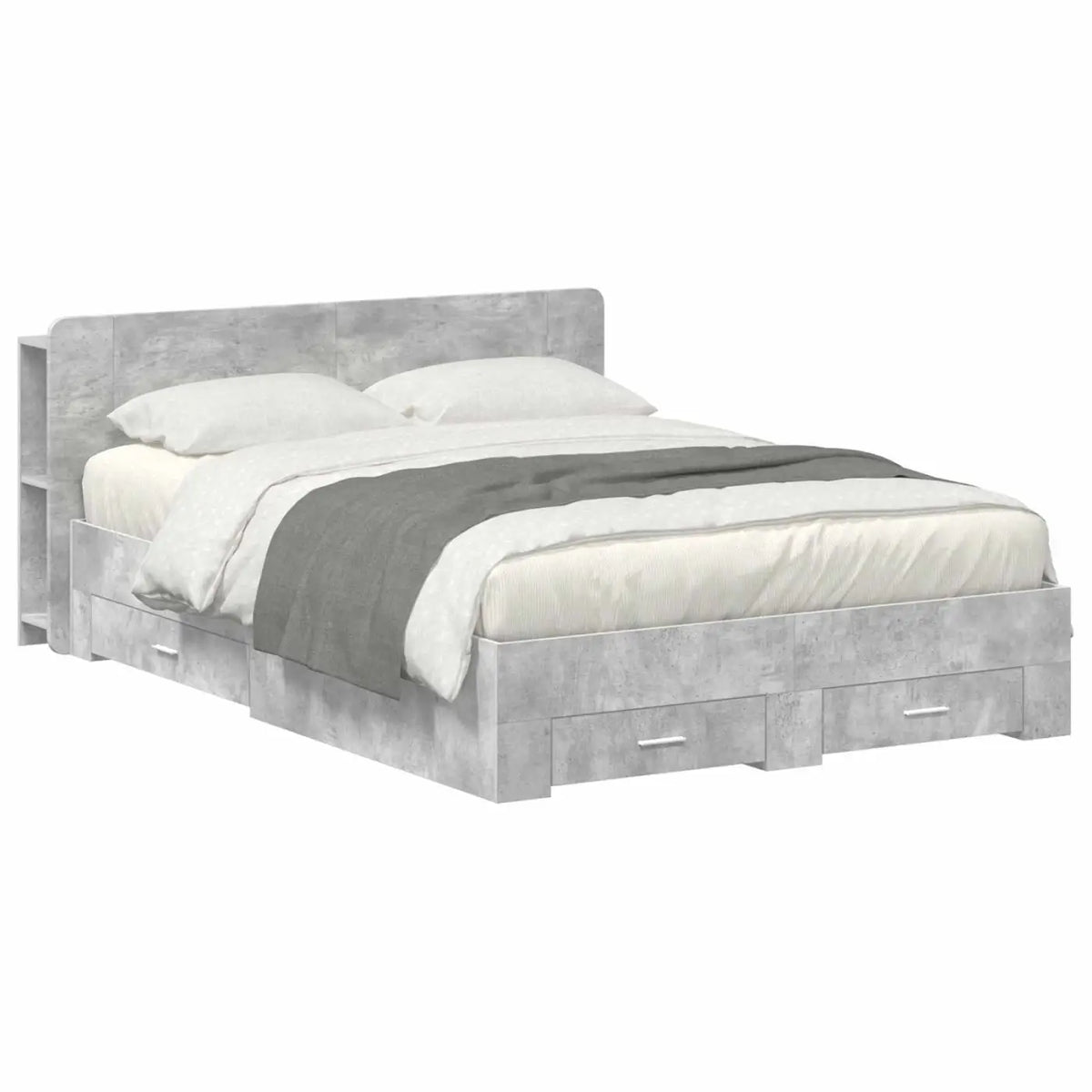 Cadre de lit avec rangement Gris béton 160 x 200 cm - XIOS