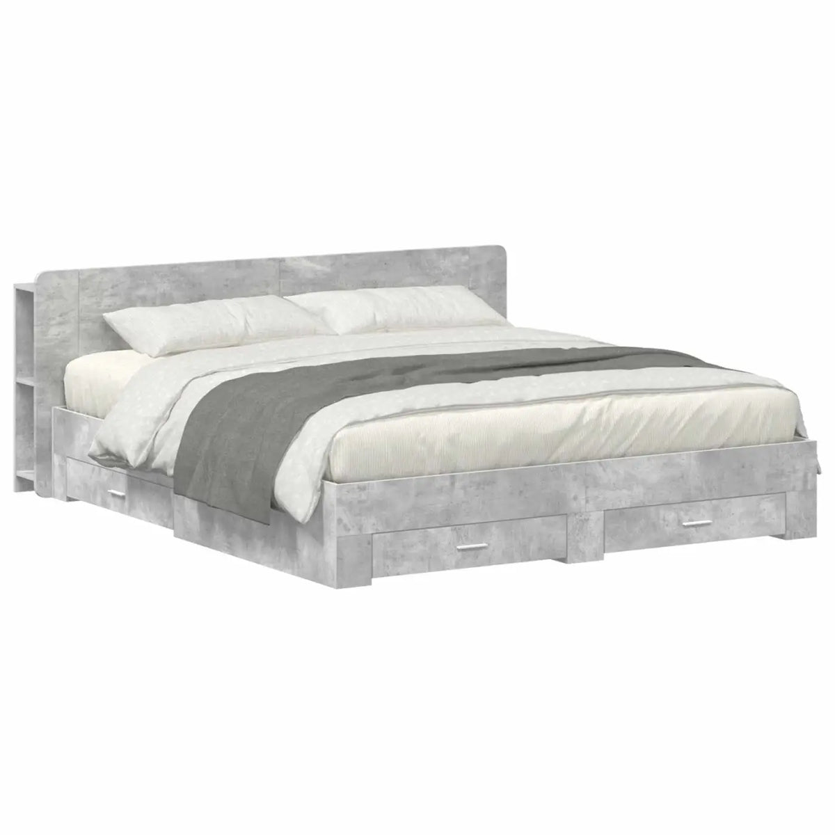 Cadre de lit avec rangement Gris béton 200 x 200 cm - XIOS