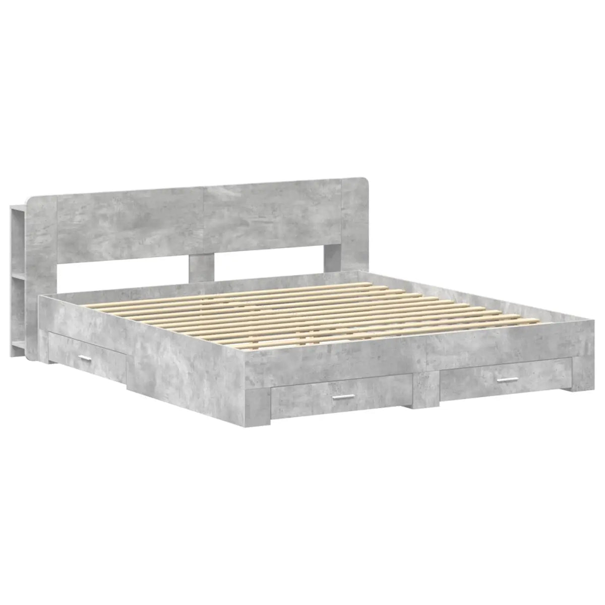 Cadre de lit avec rangement Gris béton 200 x 200 cm - XIOS