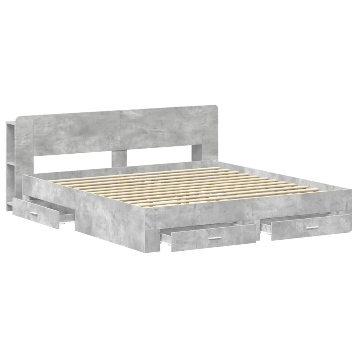 Cadre de lit avec rangement Gris béton 200 x 200 cm - XIOS