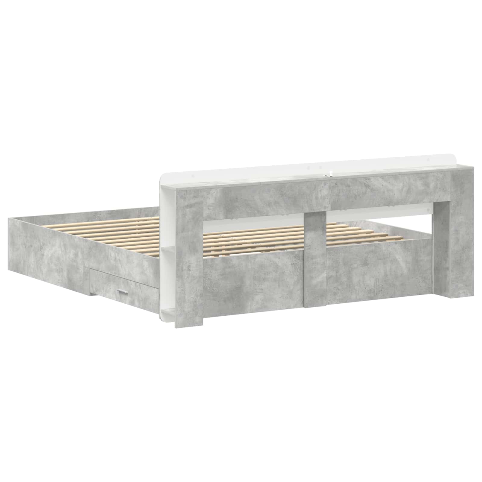 Cadre de lit avec rangement Gris béton 200 x 200 cm