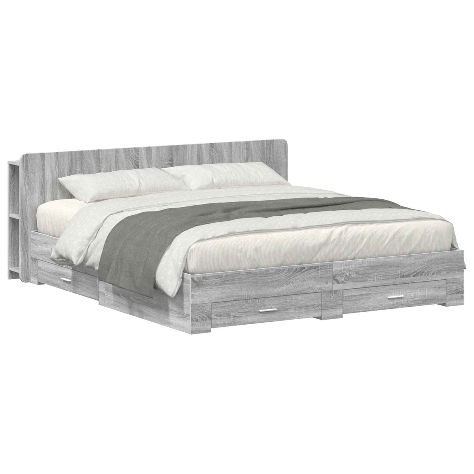 Cadre de lit avec rangement Sonoma gris 200 x 200 cm