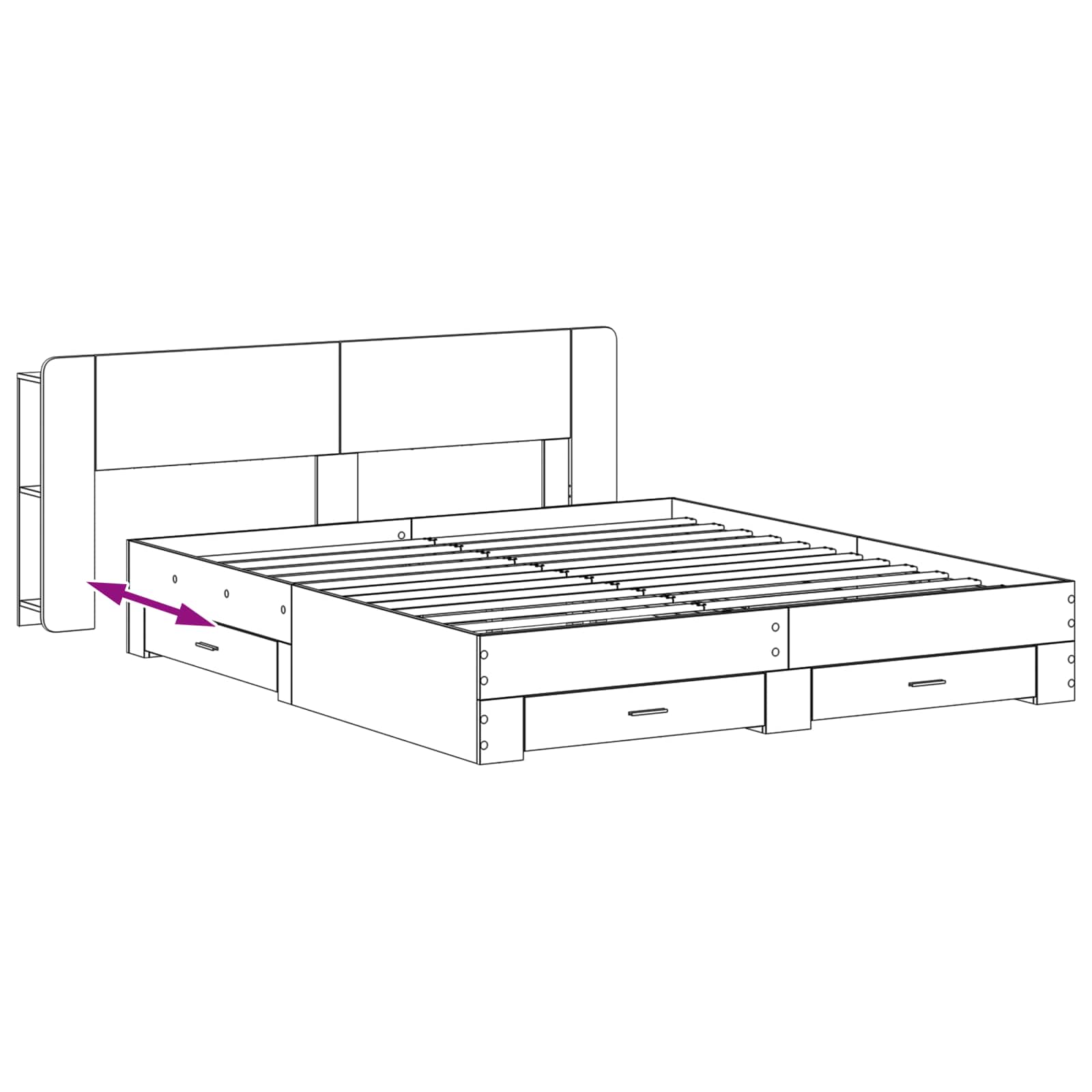 Cadre de lit avec rangement Sonoma gris 200 x 200 cm