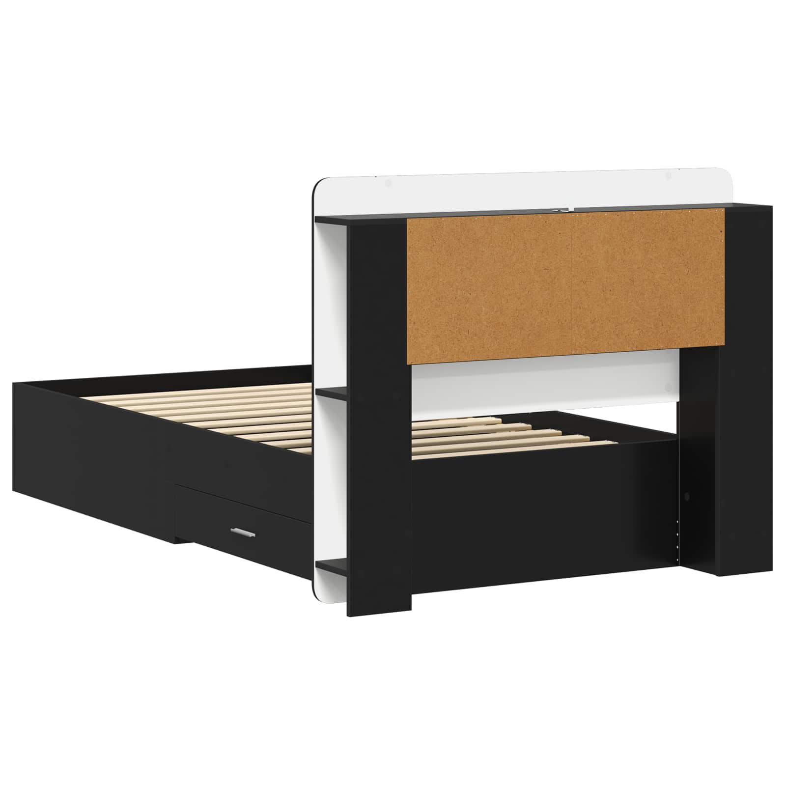 Cadre de lit avec rangement Noir 75 x 190 cm Bois d'ingénierie