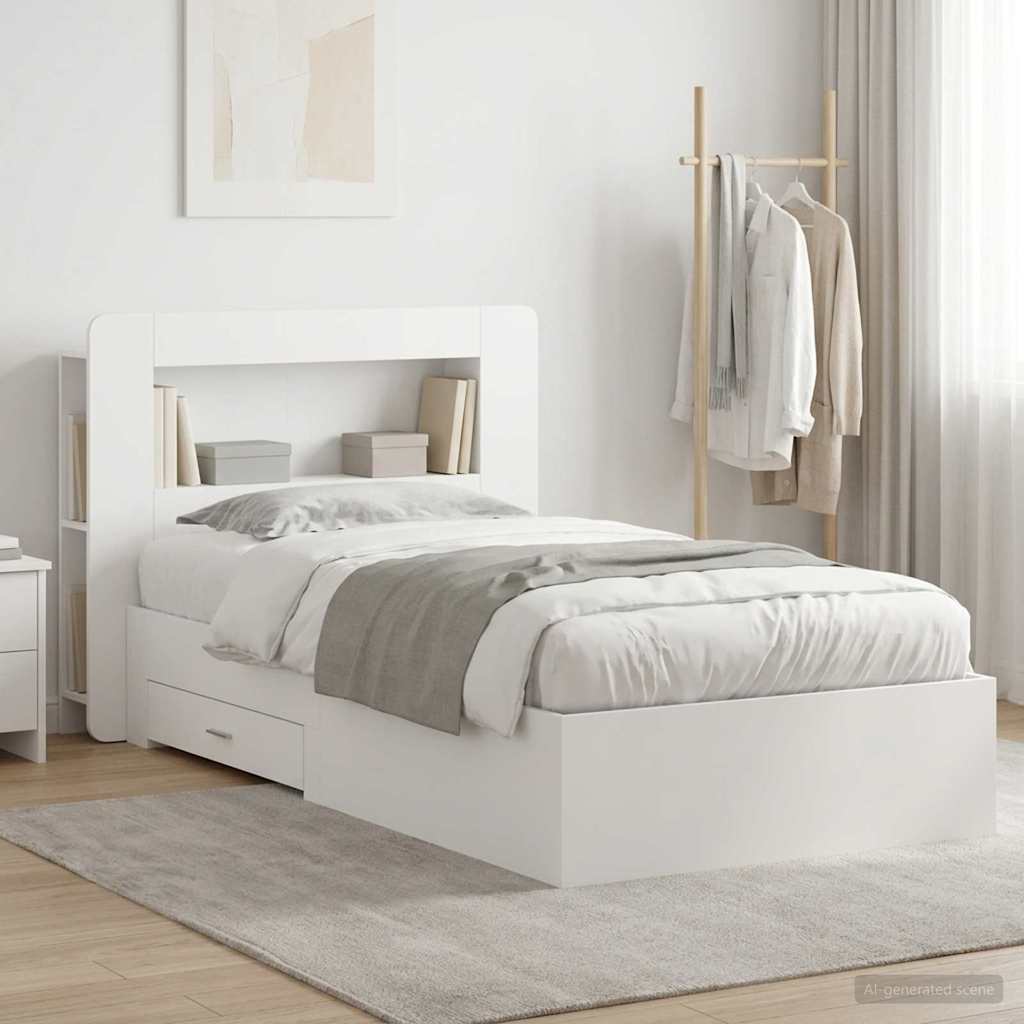 Cadre de lit avec rangement Blanc 80 x 200 cm Bois d'ingénierie - XIOS