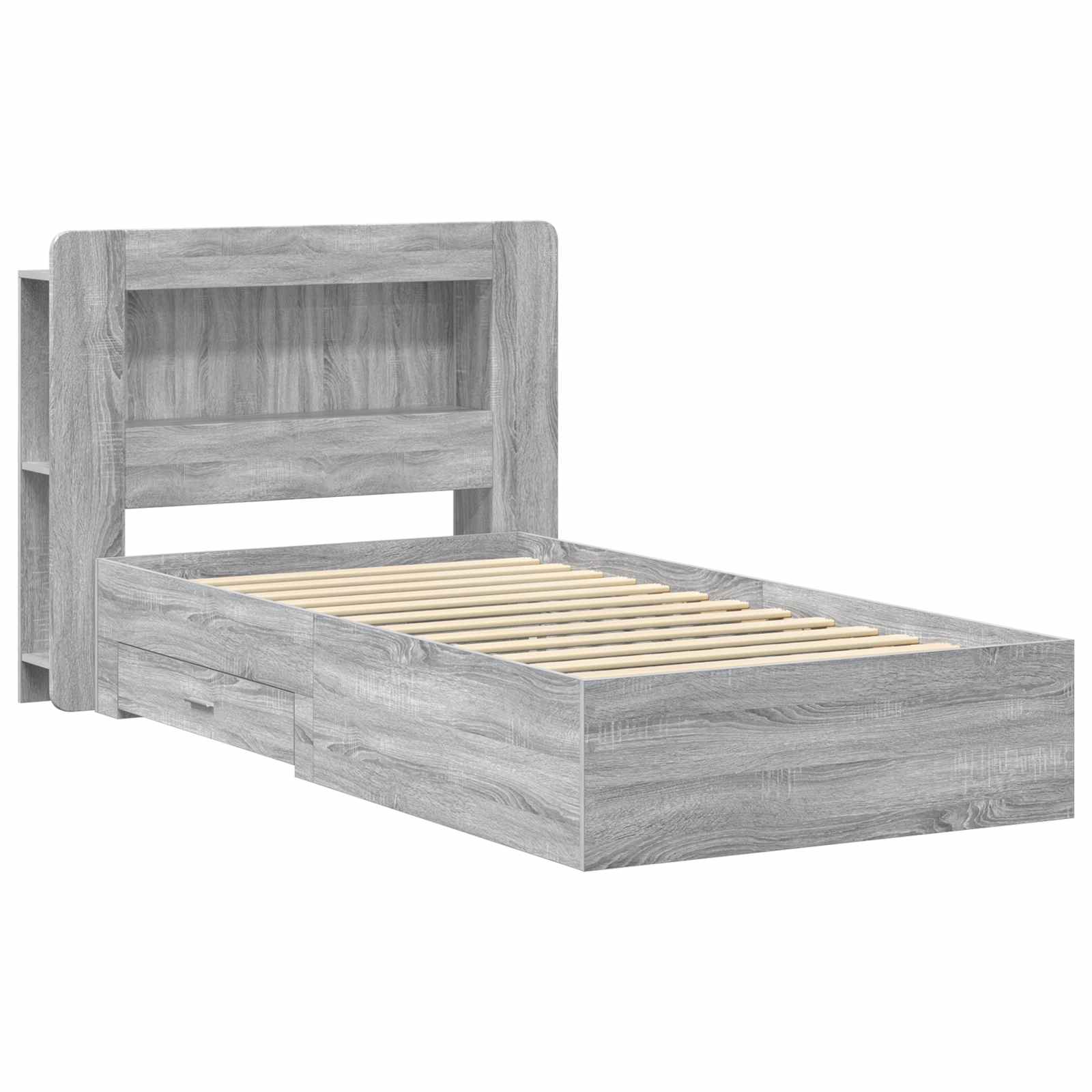 Cadre de lit avec rangement Sonoma gris 90 x 190 cm