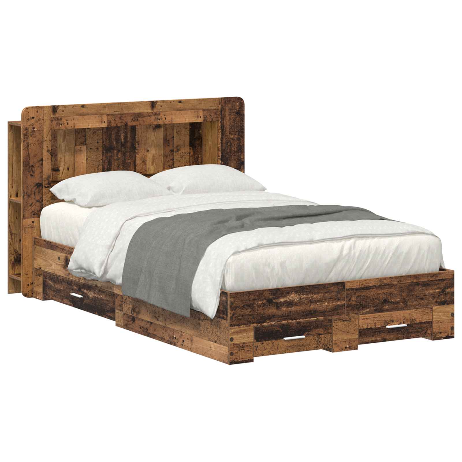 Cadre de lit avec rangement Bois ancien 120 x 190 cm - XIOS