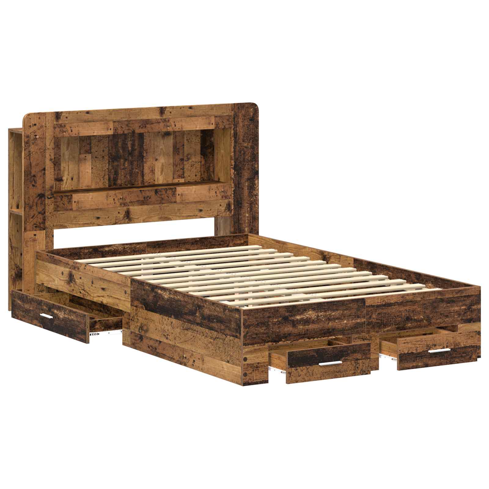 Cadre de lit avec rangement Bois ancien 120 x 190 cm - XIOS