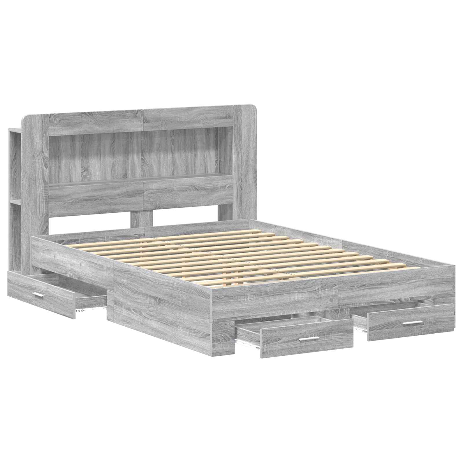 Cadre de lit avec rangement Sonoma gris 140 x 200 cm