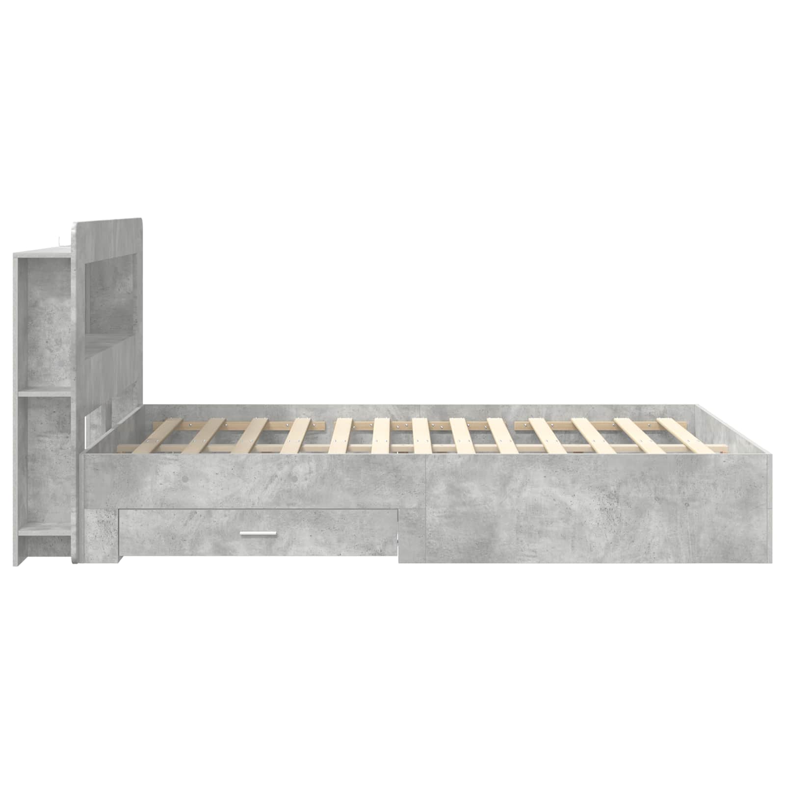 Cadre de lit avec rangement Gris béton 150 x 200 cm