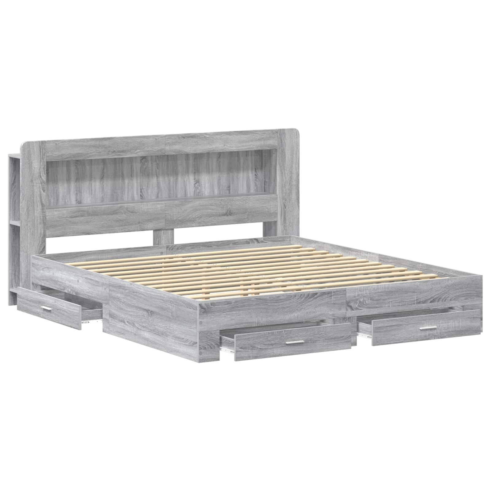 Cadre de lit avec rangement Sonoma gris 200 x 200 cm - XIOS