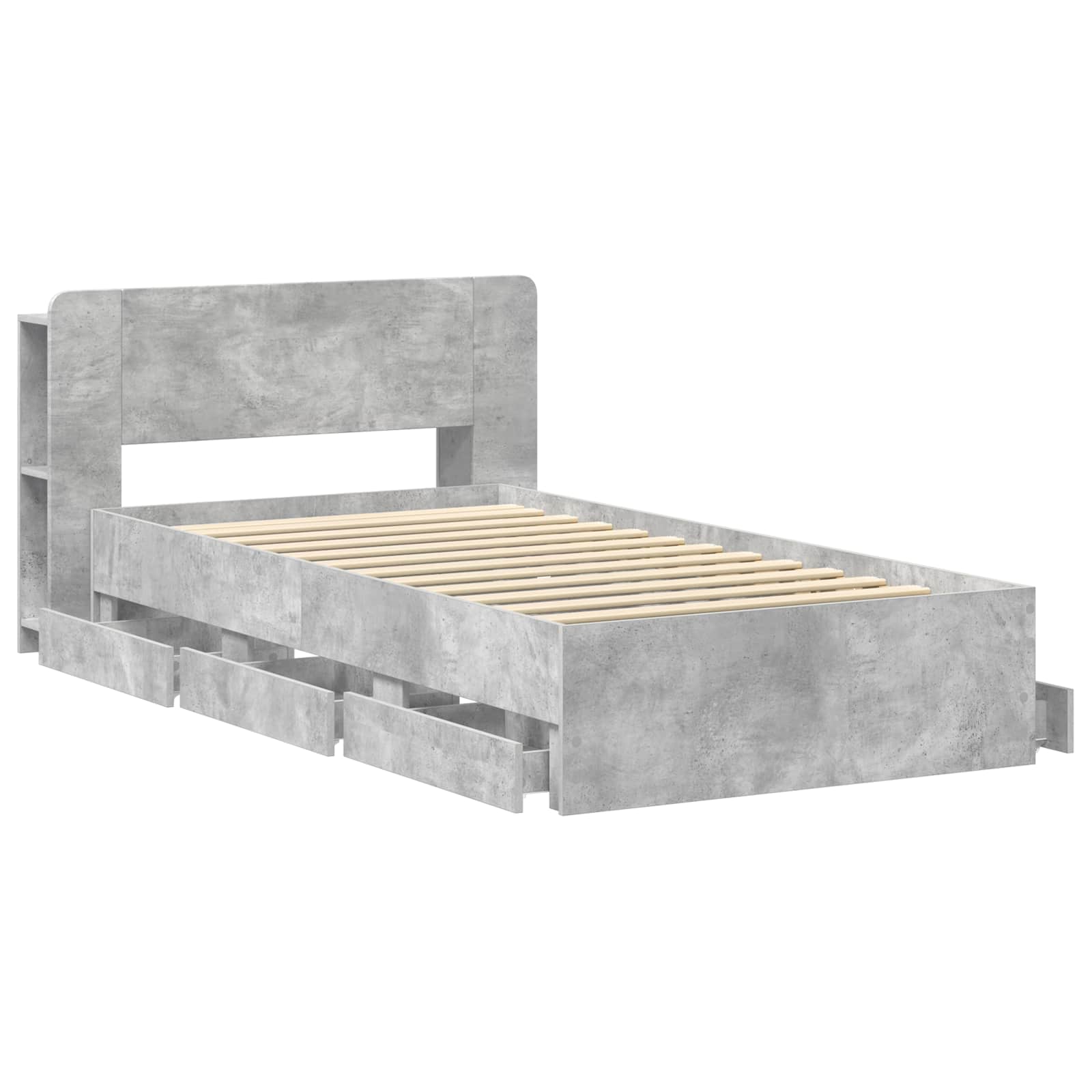 Cadre de lit avec rangement et tête de lit Gris béton - XIOS