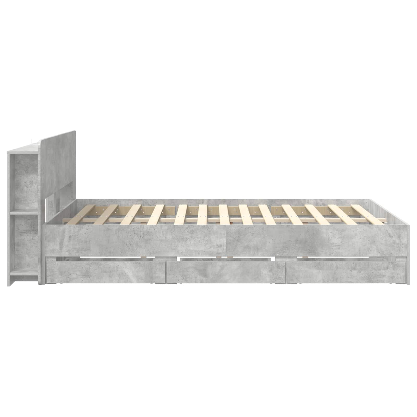 Cadre de lit avec rangement et tête de lit Gris béton - XIOS