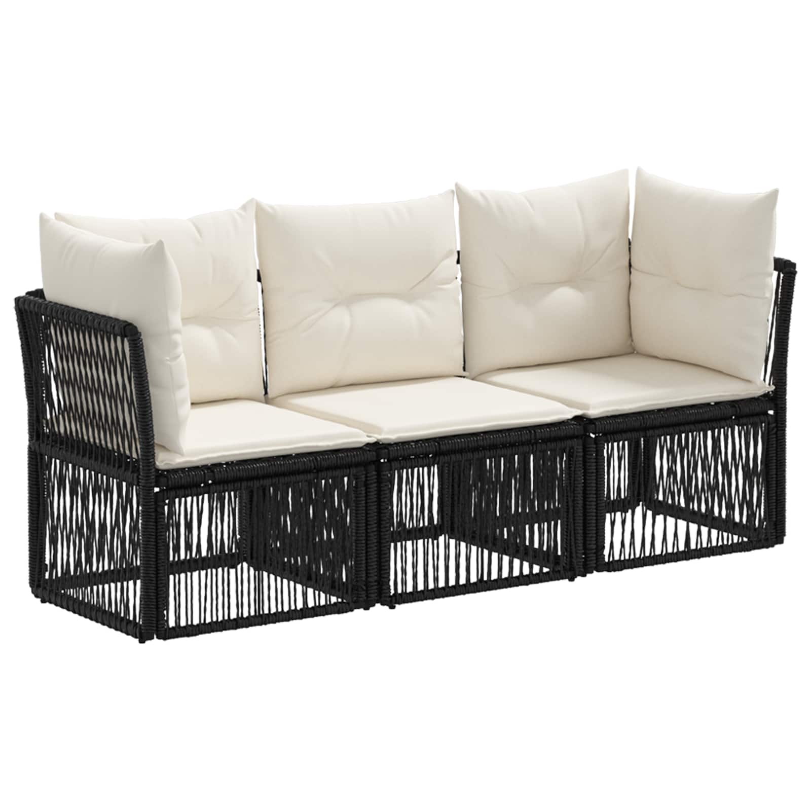 Ensemble de canapé de jardin 3 pcs Noir polyrotin - XIOS