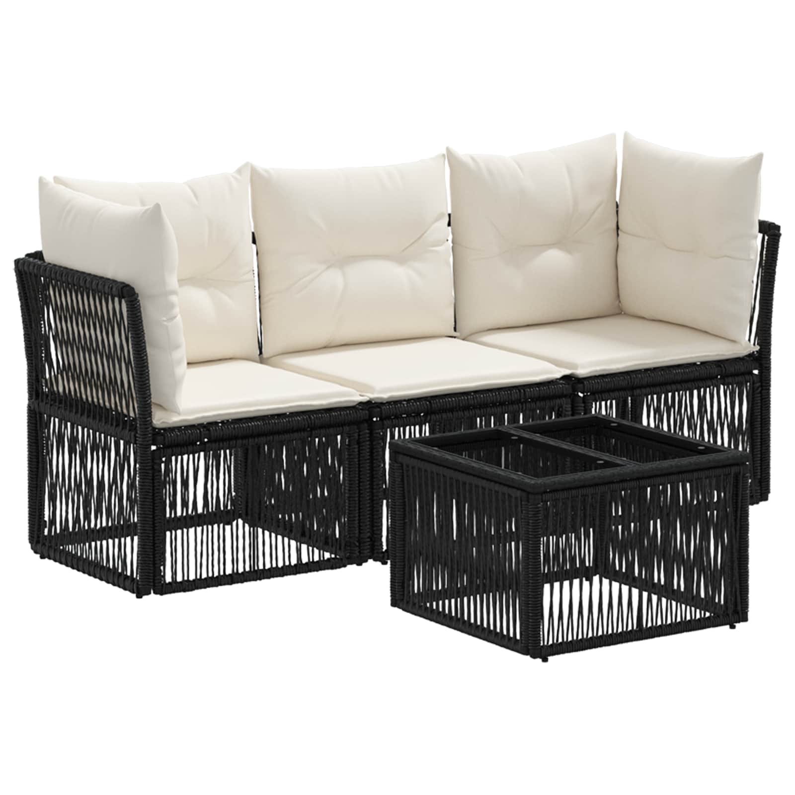 Ensemble de canapé de jardin 4 pcs Noir polyrotin - XIOS
