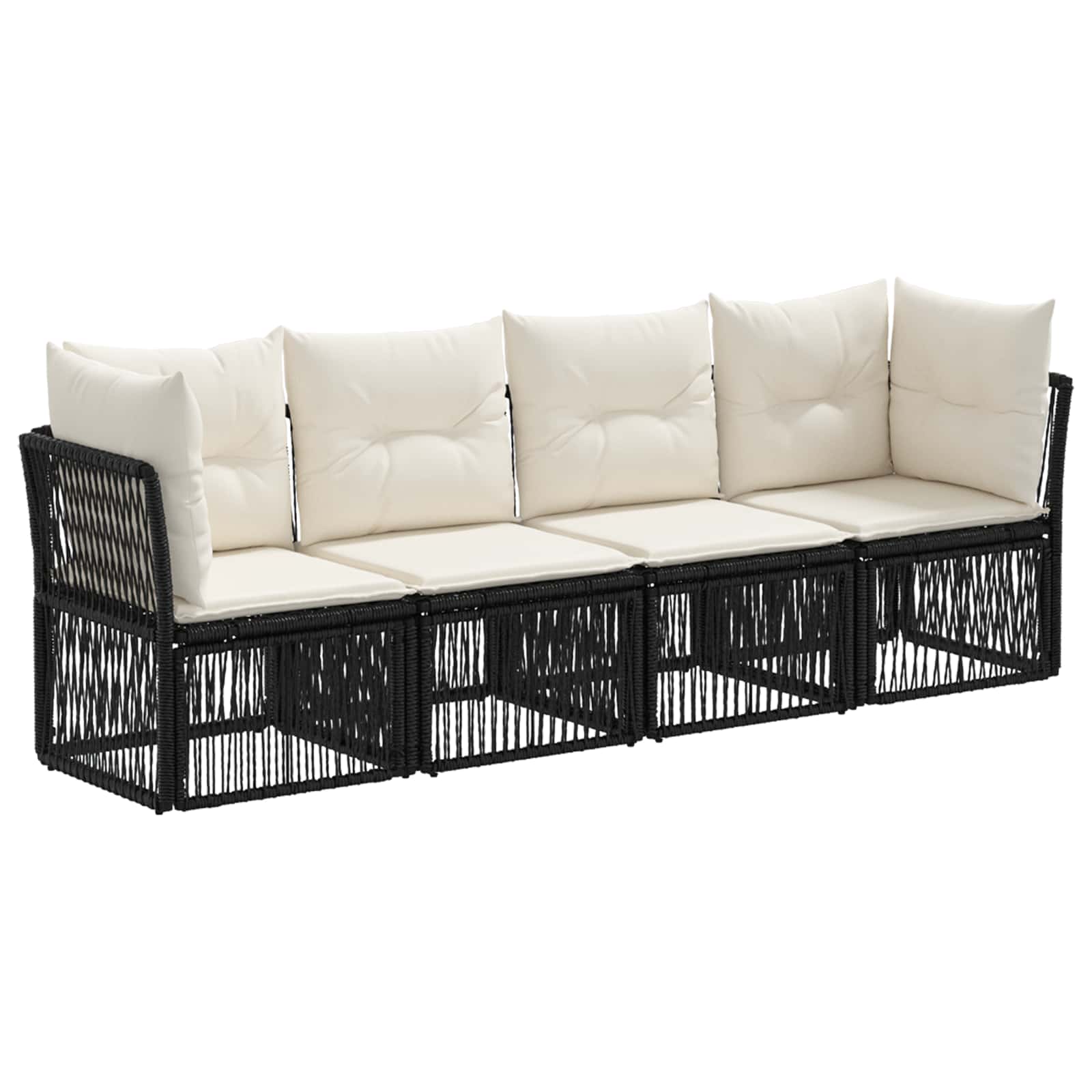 Ensemble de canapé de jardin 4 pcs Noir polyrotin - XIOS
