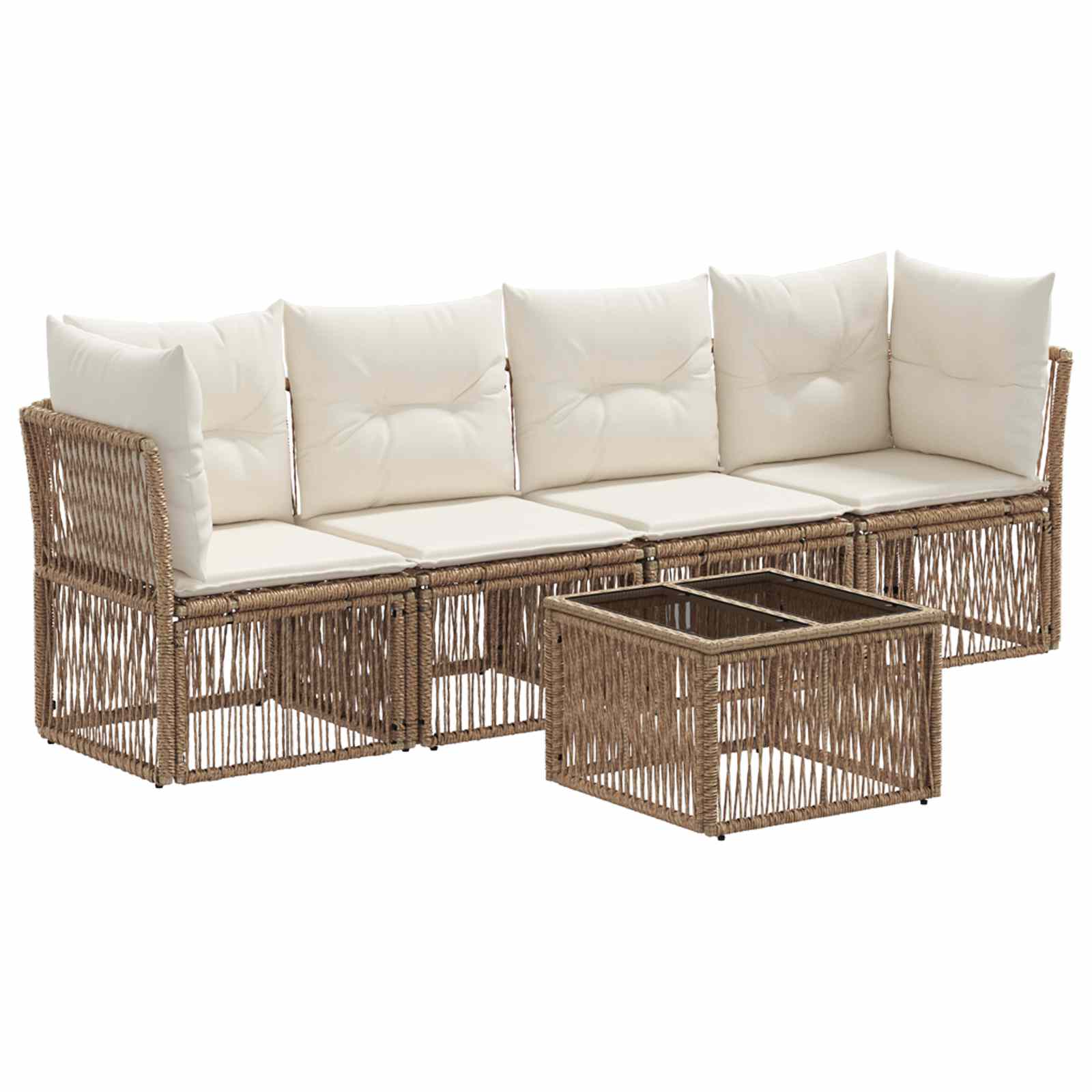 Ensemble de canapé de jardin 5 pcs Beige polyrotin - XIOS