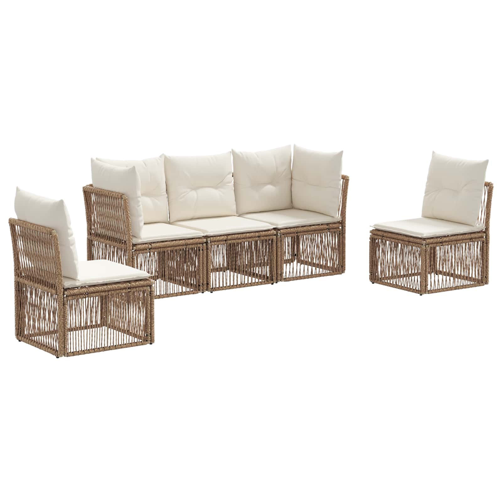 Ensemble de canapé de jardin 5 pcs Beige polyrotin - XIOS
