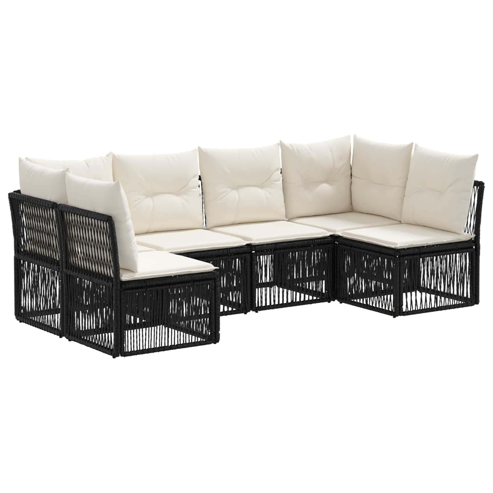 Ensemble de canapé de jardin 6 pcs Noir polyrotin - XIOS
