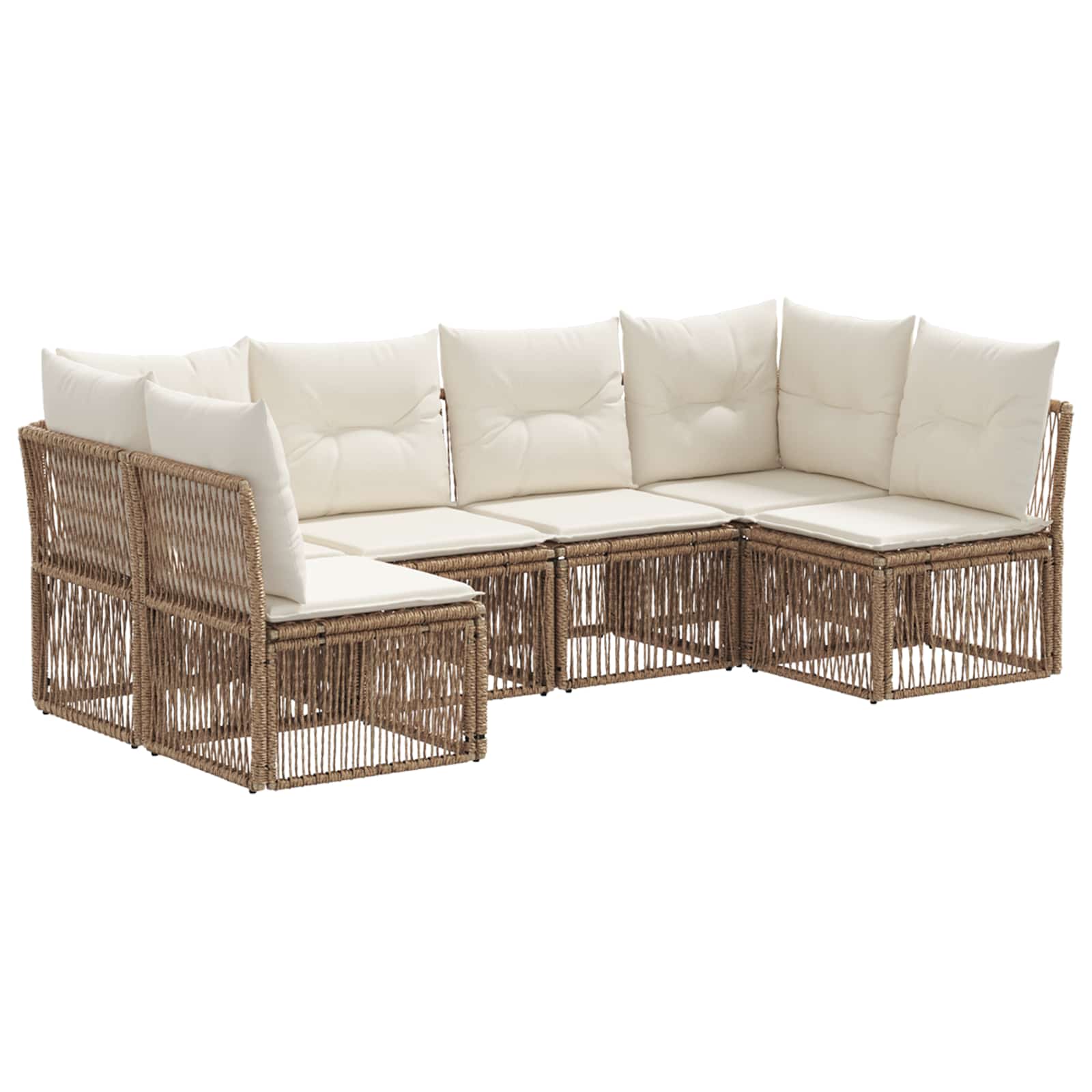Ensemble de canapé de jardin 6 pcs Beige polyrotin - XIOS