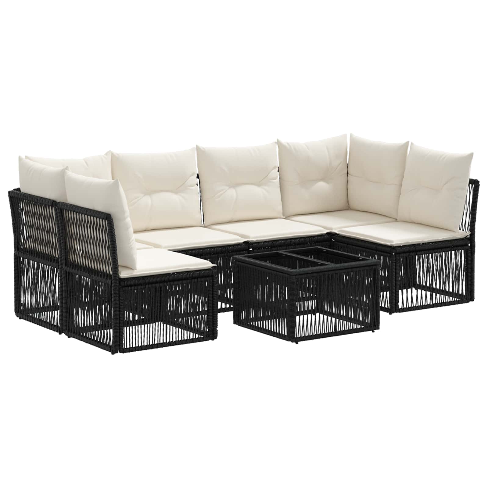 Ensemble de canapé de jardin 7 pcs Noir polyrotin - XIOS