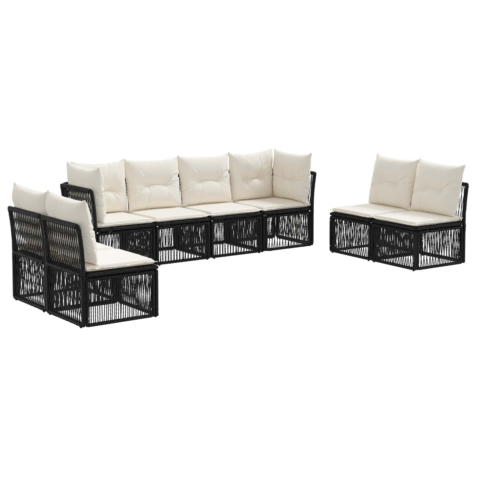 Ensemble de canapé de jardin 8 pcs Noir polyrotin - XIOS