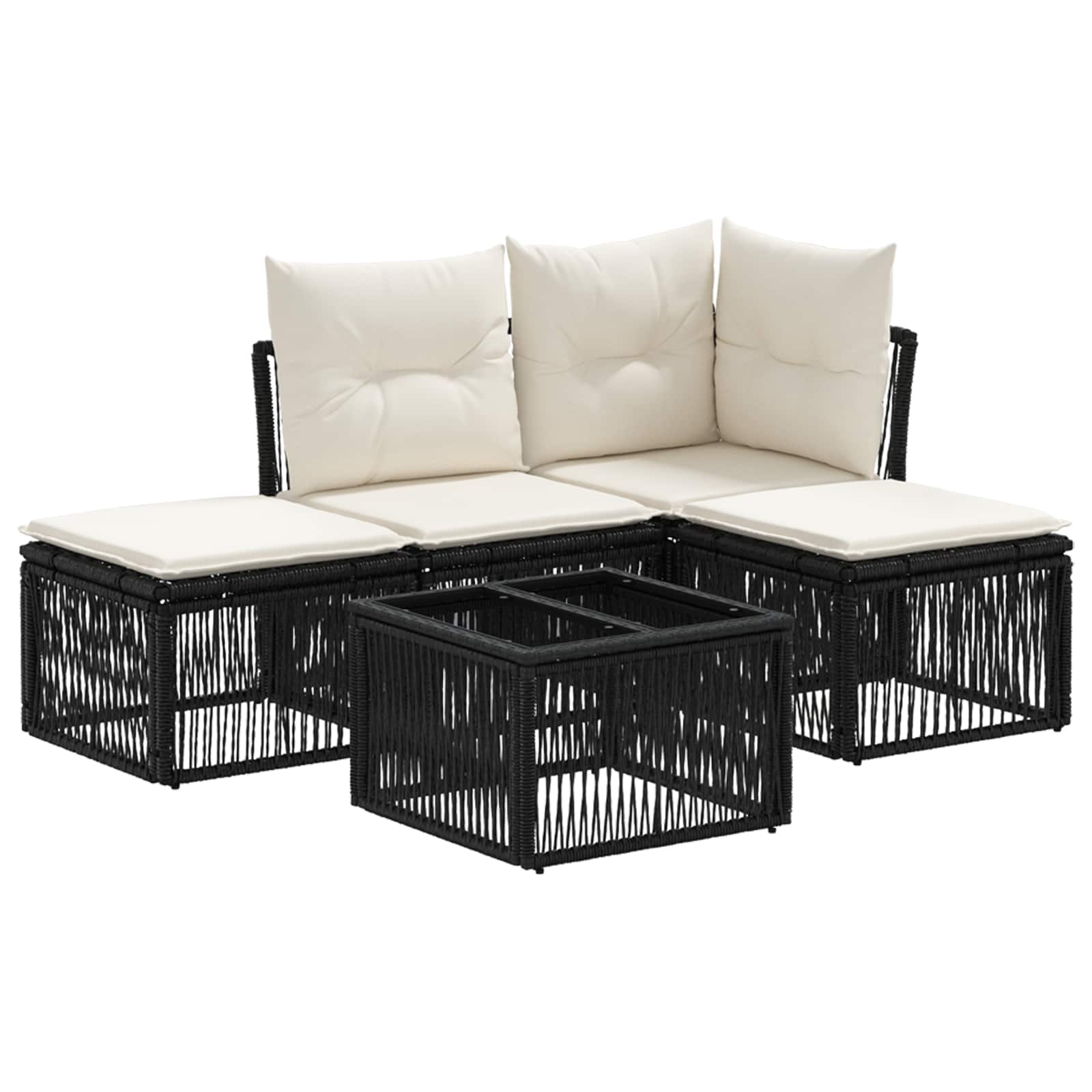 Ensemble de canapé de jardin 5 pcs Noir polyrotin - XIOS