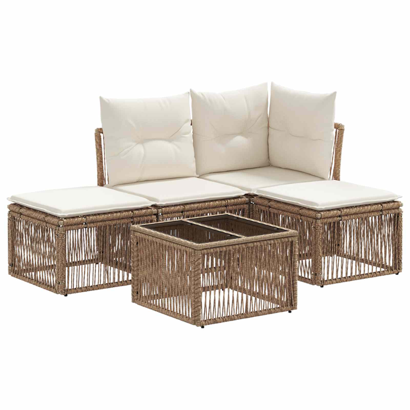 Ensemble de canapé de jardin 5 pcs Beige polyrotin - XIOS