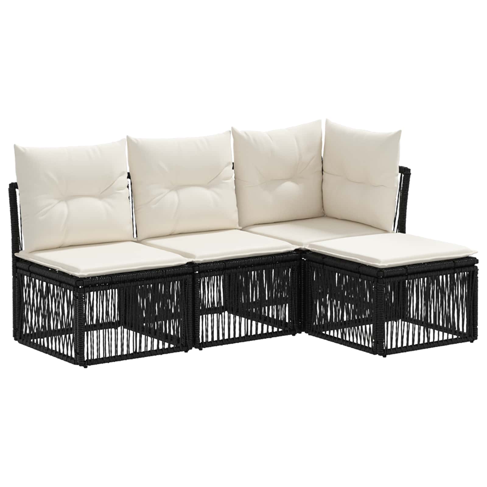 Ensemble de canapé de jardin 4 pcs Noir polyrotin - XIOS