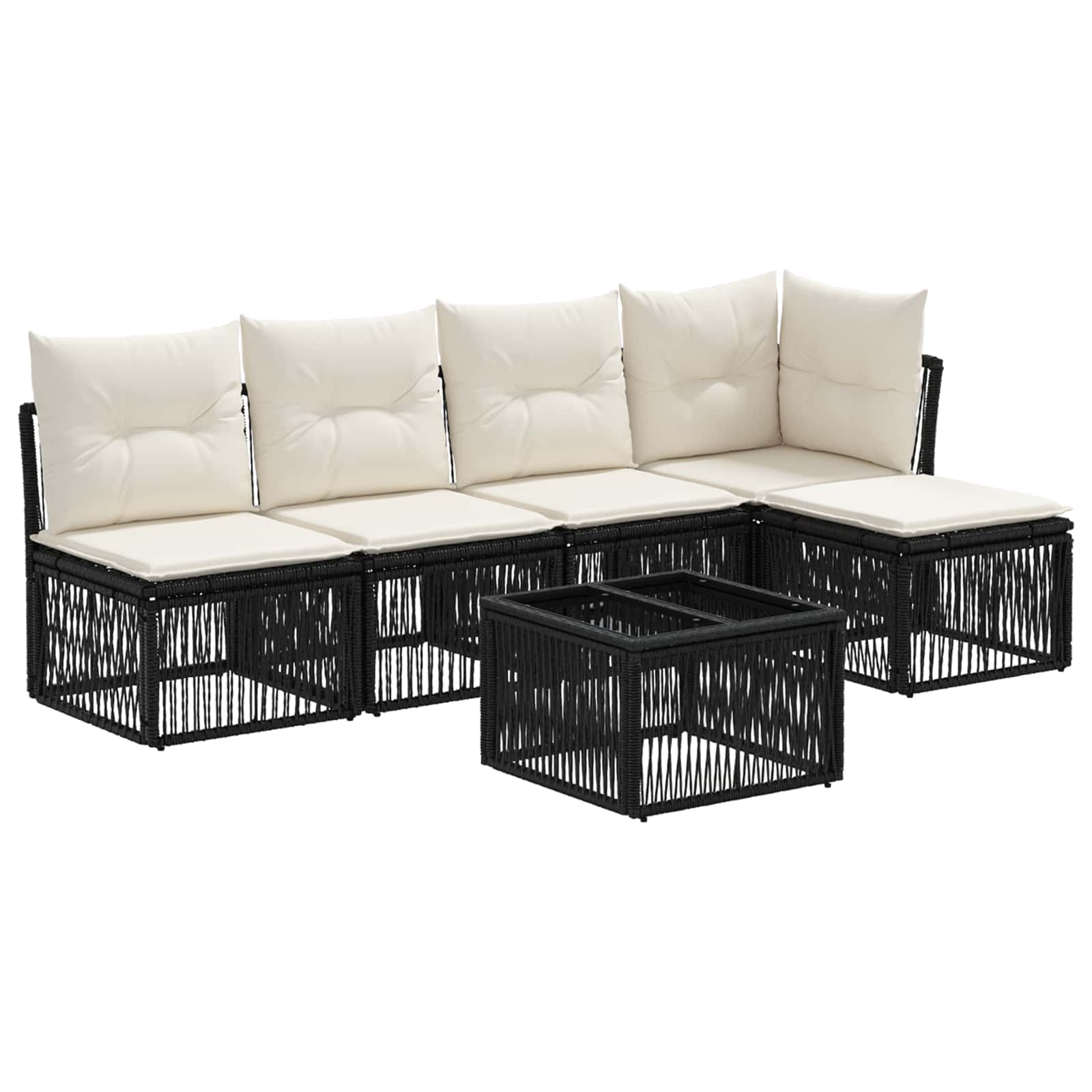 Ensemble de canapé de jardin 6 pcs Noir polyrotin - XIOS