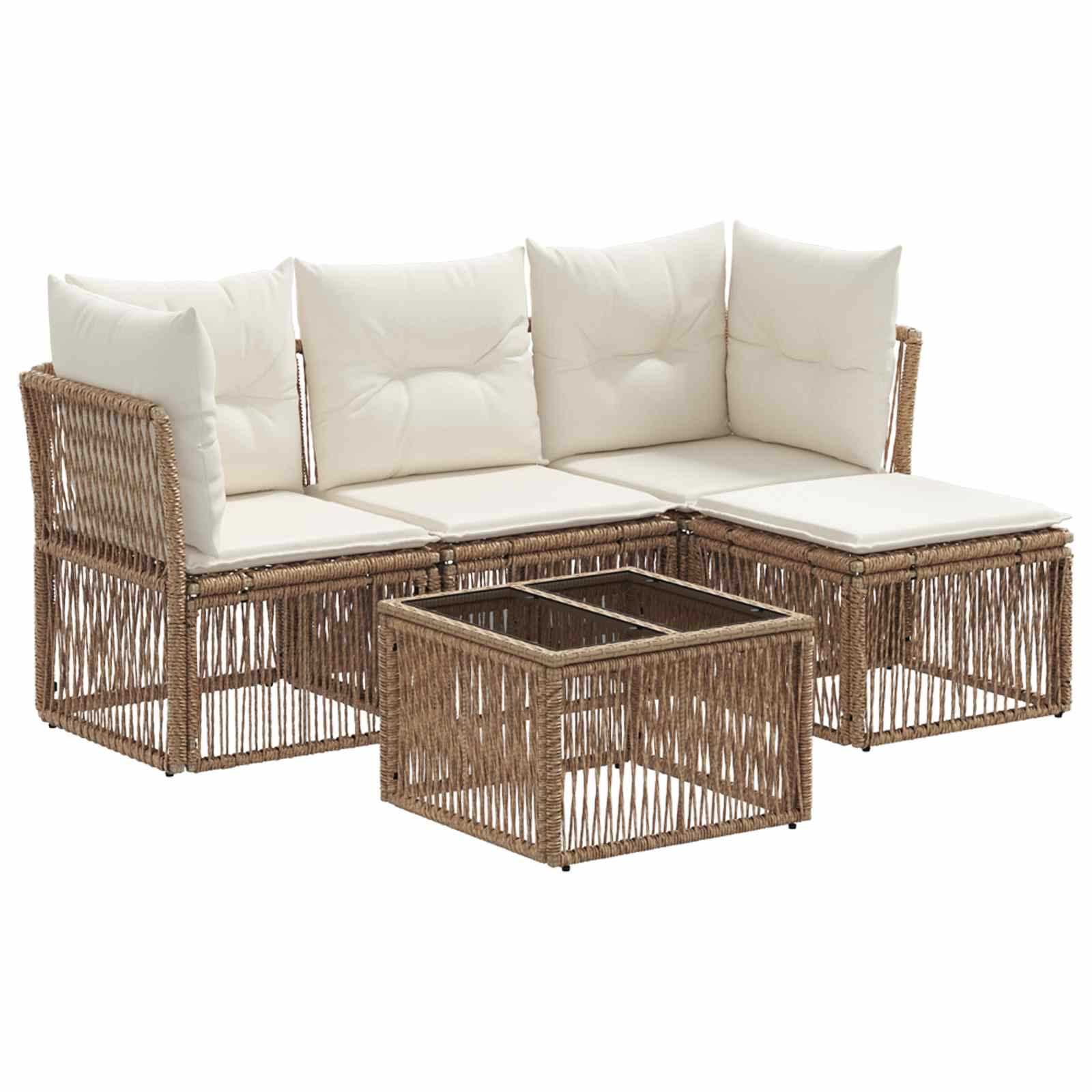 Ensemble de canapé de jardin 5 pcs Beige polyrotin - XIOS