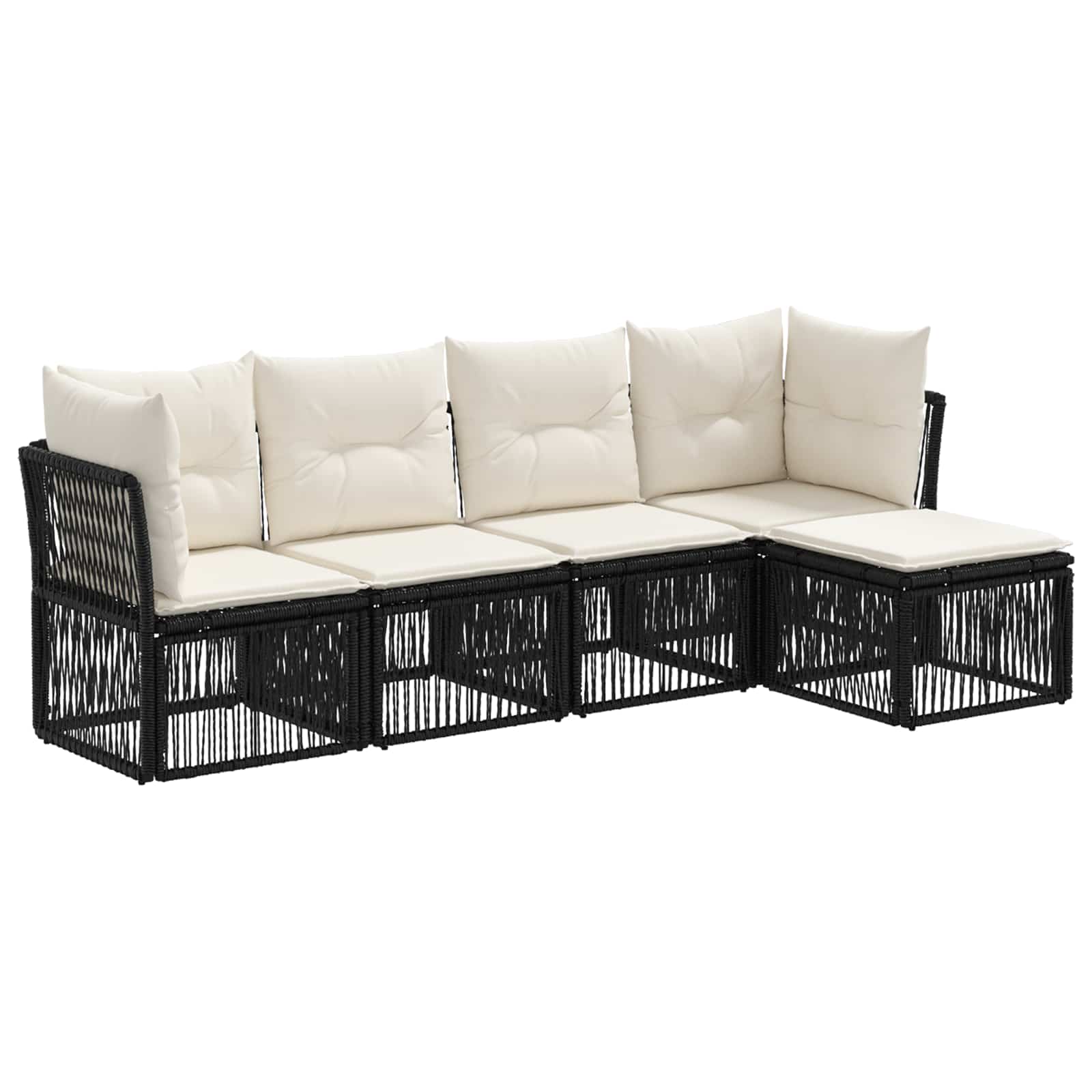 Ensemble de canapé de jardin 5 pcs Noir polyrotin - XIOS