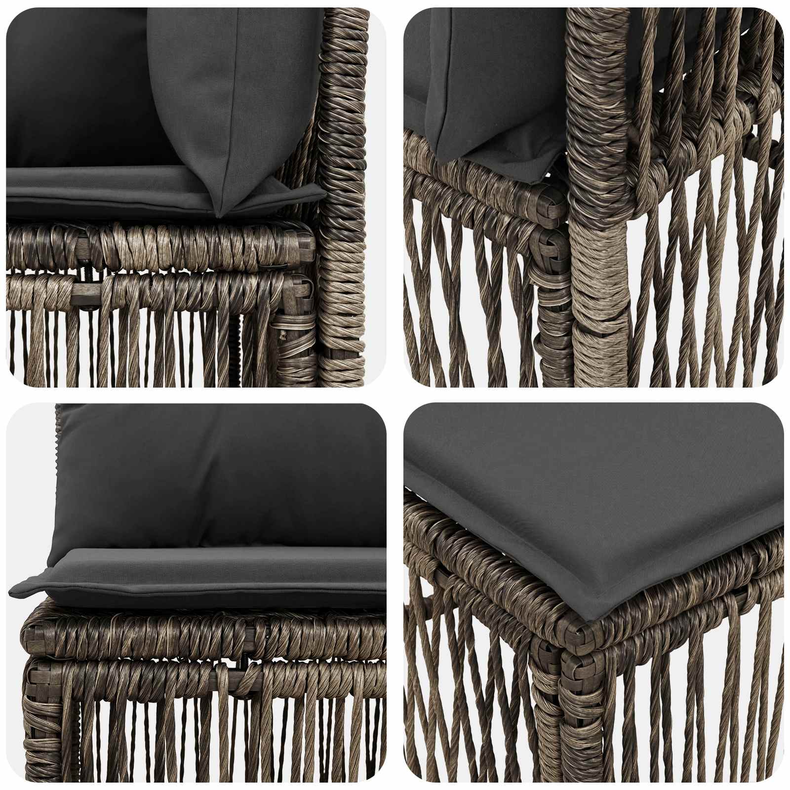 Ensemble de canapé de jardin 5 pcs Gris polyrotin - XIOS