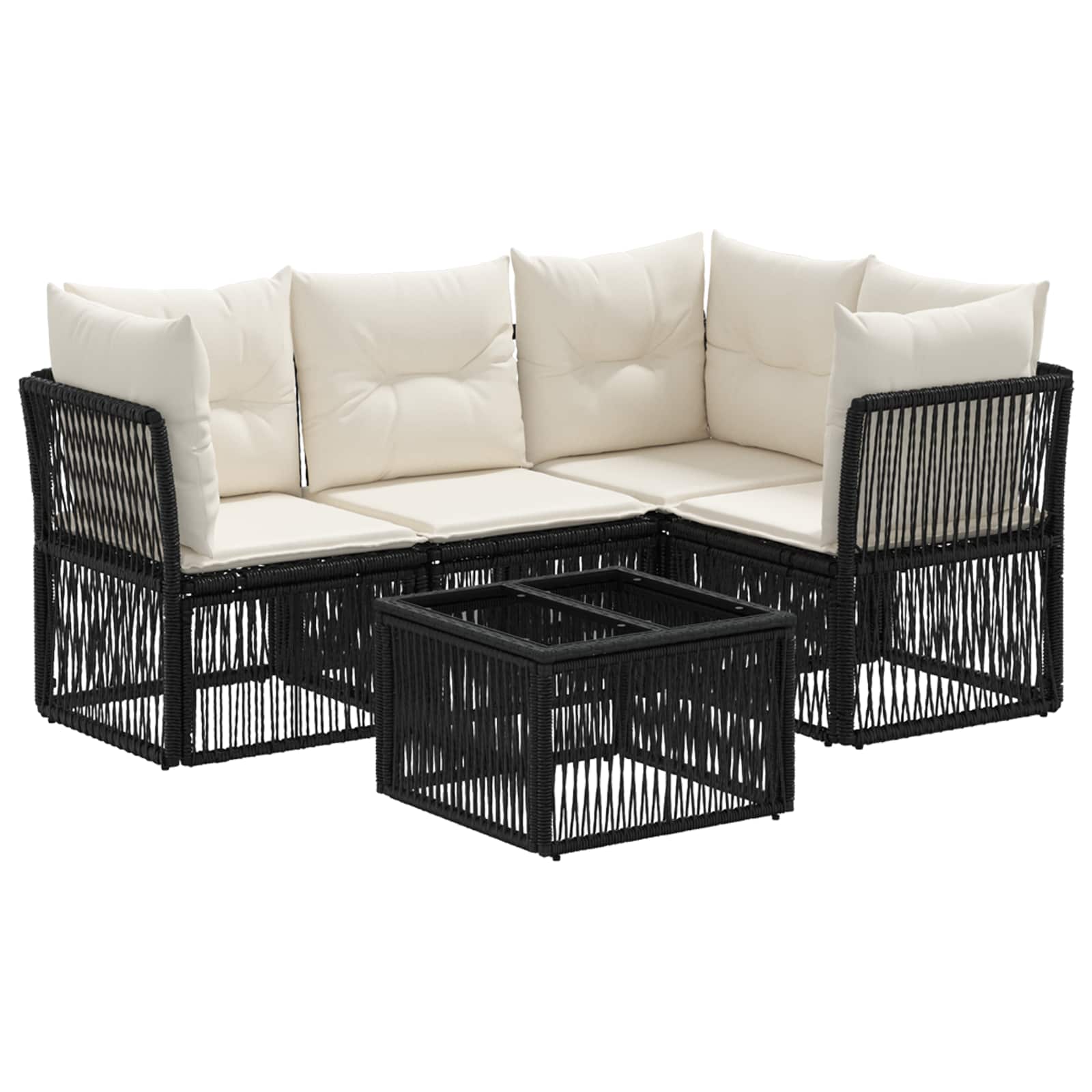 Ensemble de canapé de jardin 5 pcs Noir polyrotin - XIOS
