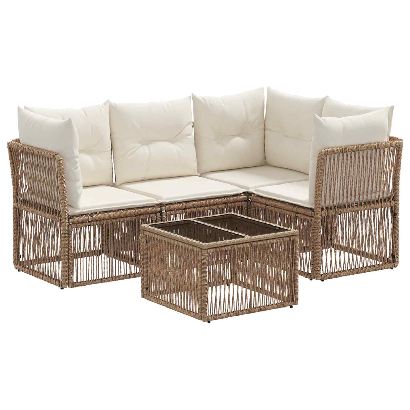 Ensemble de canapé de jardin 5 pcs Beige polyrotin - XIOS
