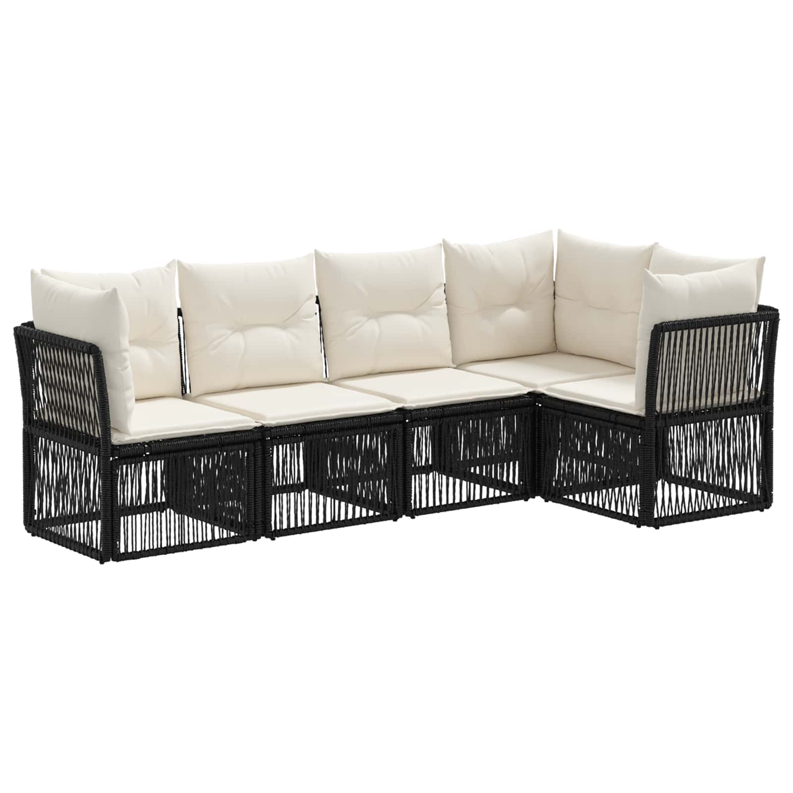 Ensemble de canapé de jardin 5 pcs Noir polyrotin - XIOS