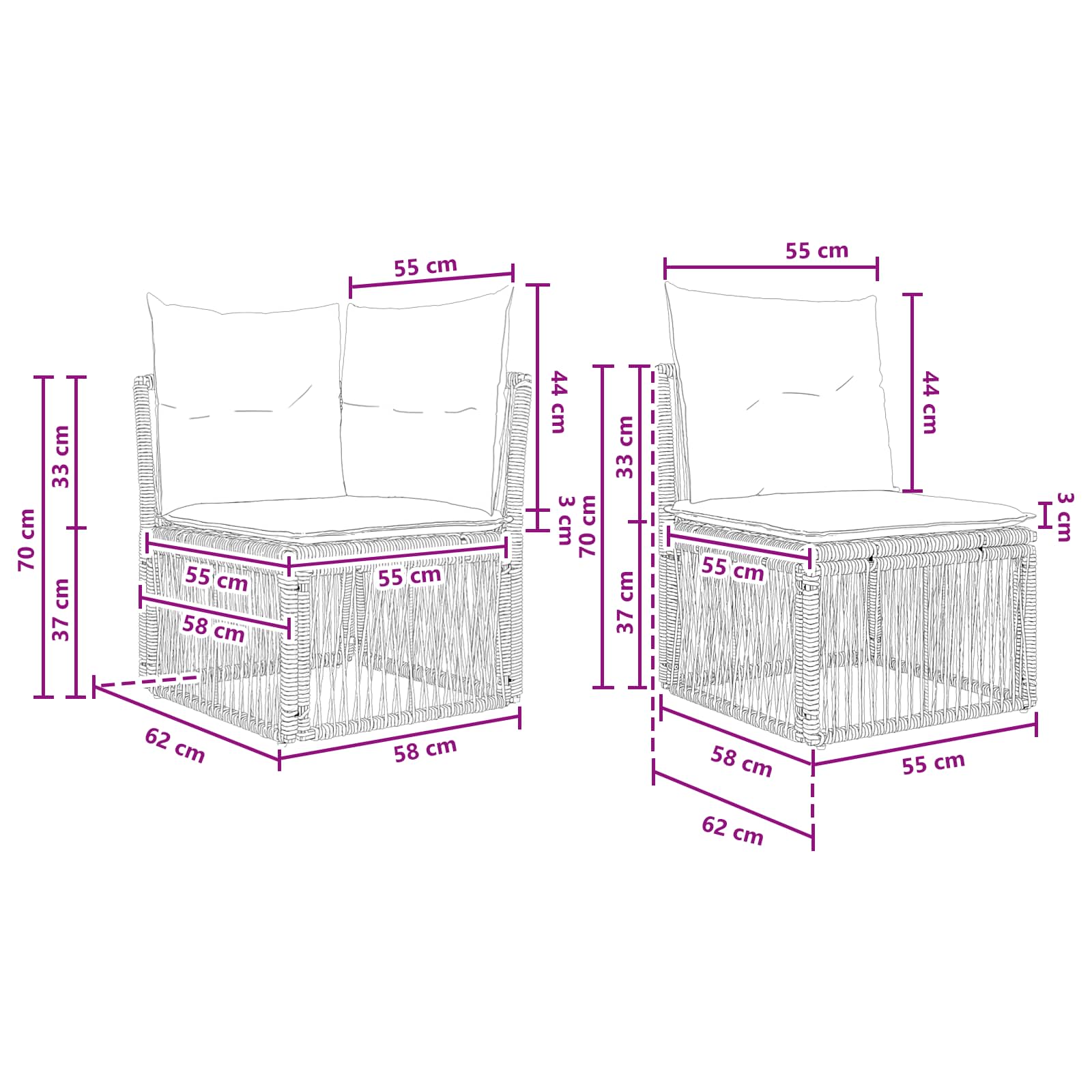 Ensemble de canapé de jardin 5 pcs Noir polyrotin - XIOS