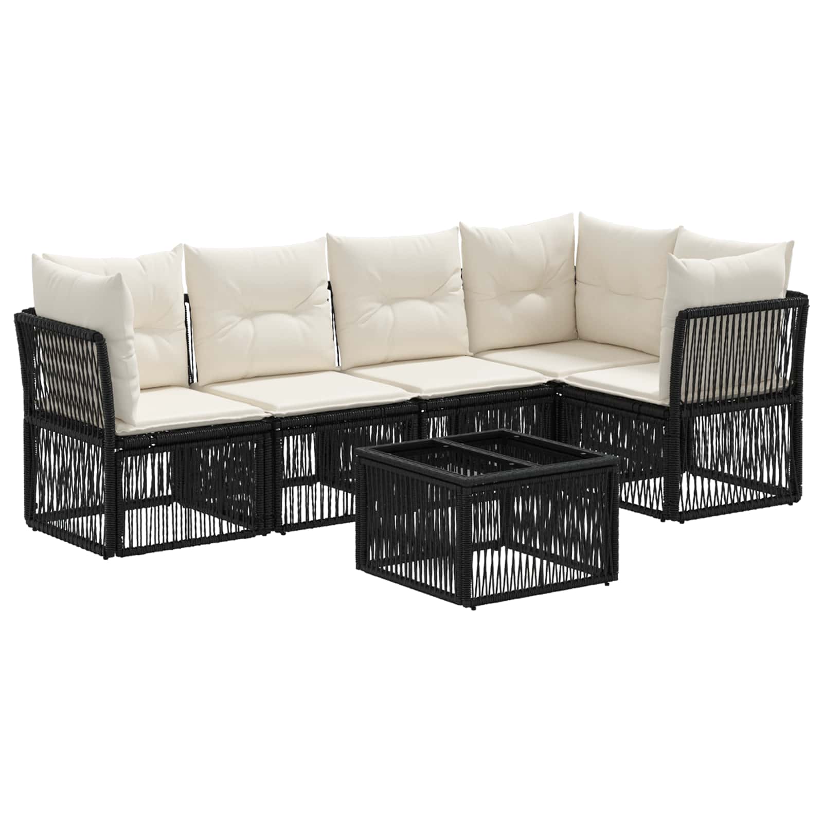 Ensemble de canapé de jardin 6 pcs Noir polyrotin - XIOS