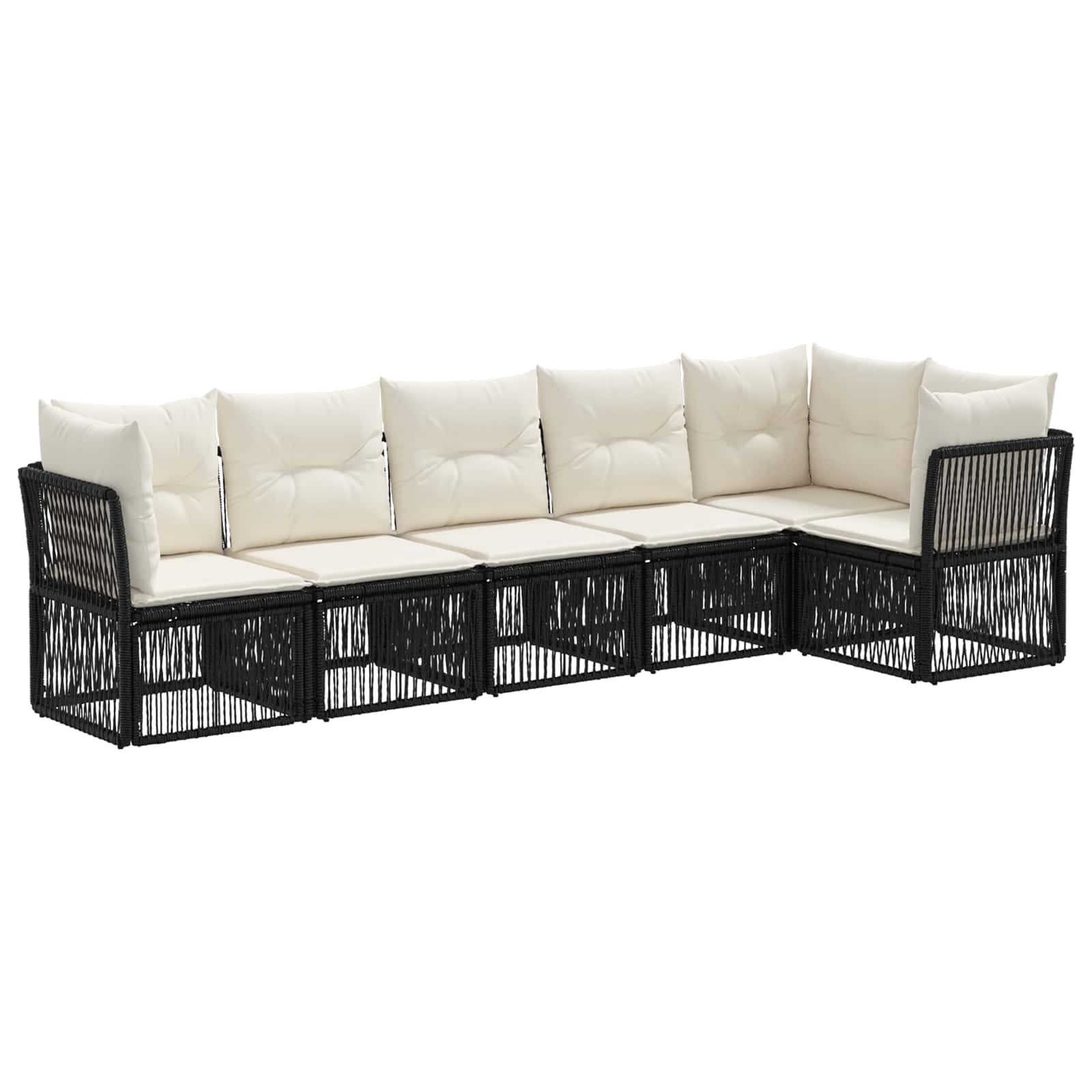 Ensemble de canapé de jardin 6 pcs Noir polyrotin - XIOS