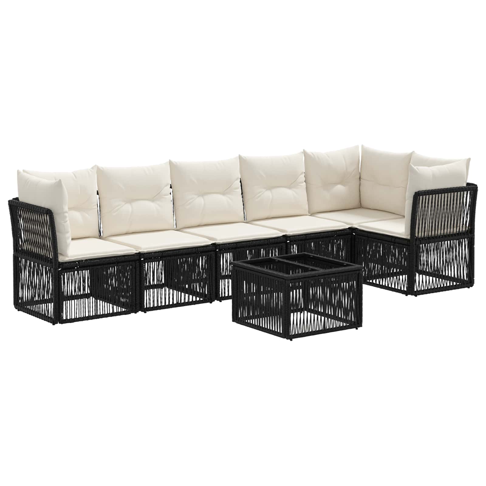 Ensemble de canapé de jardin 7 pcs Noir polyrotin - XIOS