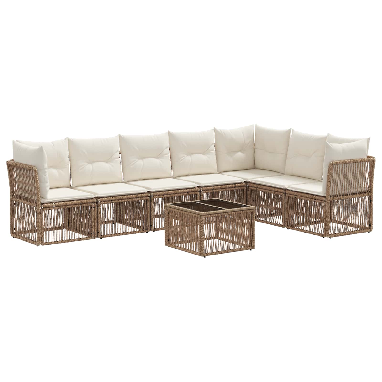 Ensemble de canapé de jardin 8 pcs Beige polyrotin - XIOS