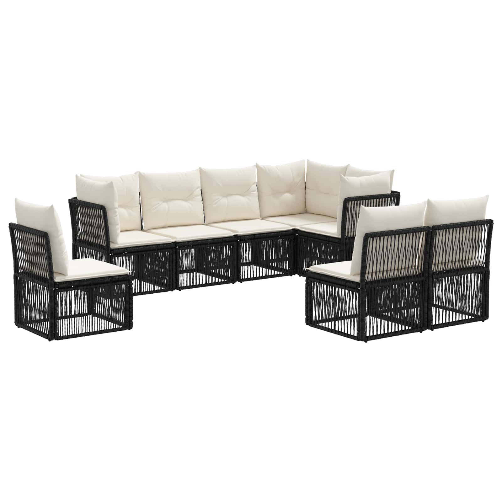 Ensemble de canapé de jardin 8 pcs Noir polyrotin - XIOS