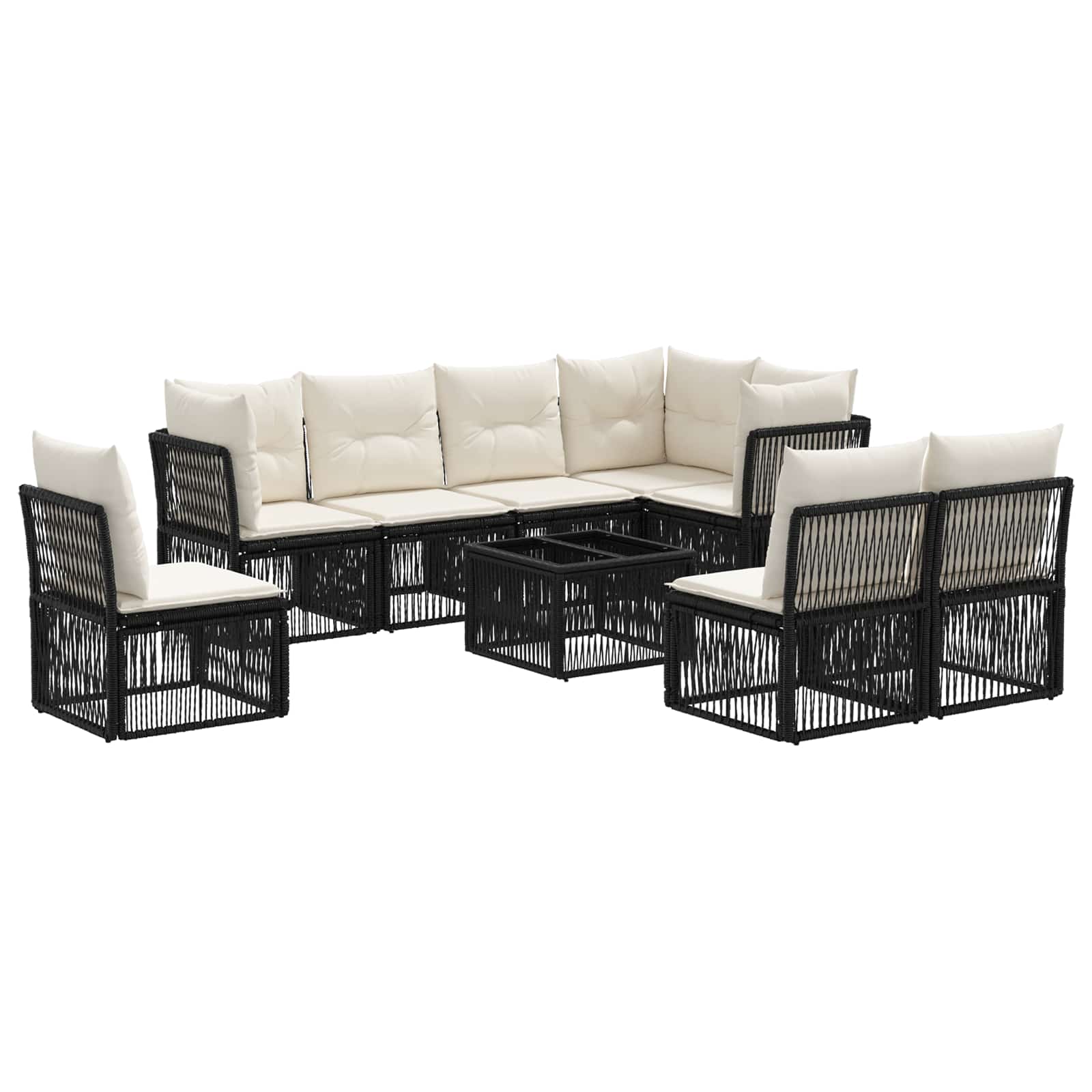 Ensemble de canapé de jardin 9 pcs Noir polyrotin - XIOS