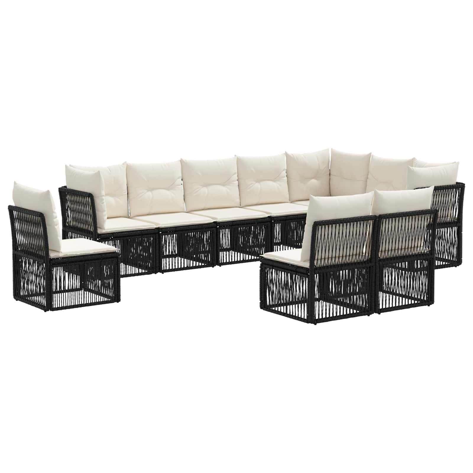 Ensemble de canapé de jardin 10 pcs Noir polyrotin - XIOS