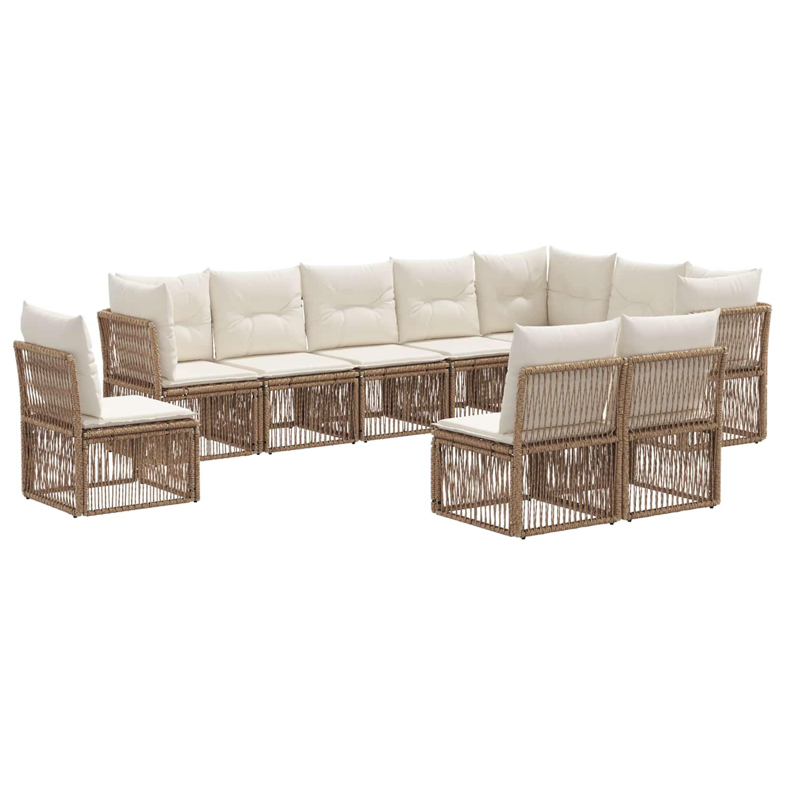 Ensemble de canapé de jardin 10 pcs Beige polyrotin - XIOS