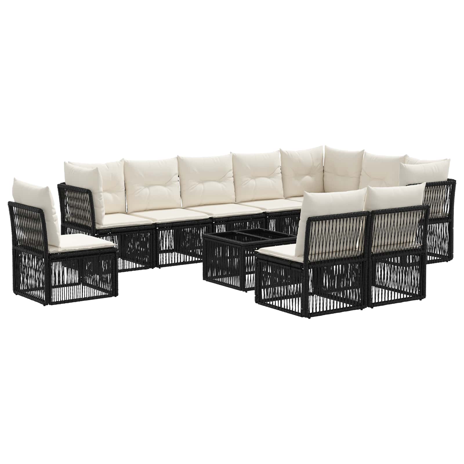 Ensemble de canapé de jardin 11 pcs Noir polyrotin - XIOS